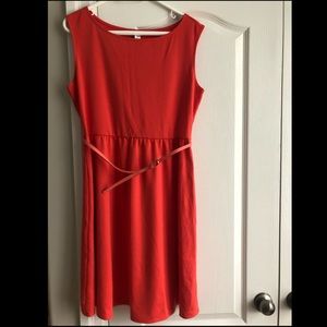 Old Navy Orange Knee Length Dress with Belt
